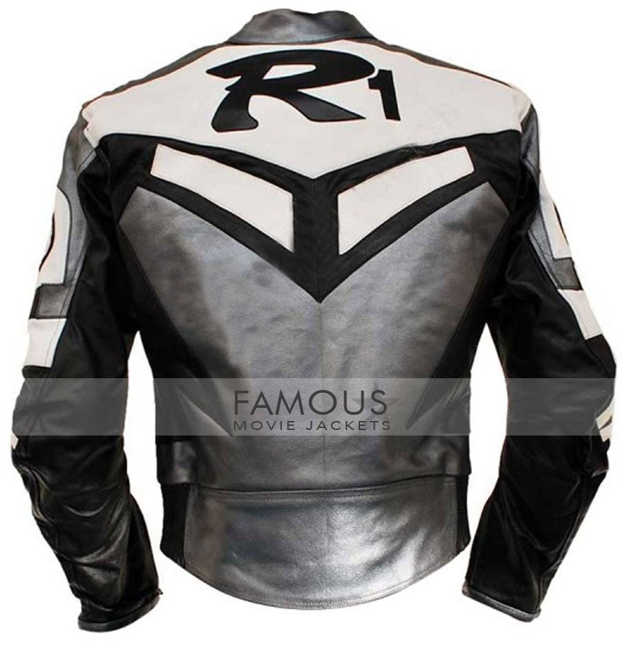 Yamaha R1 Grey/White Biker Racing Jacket