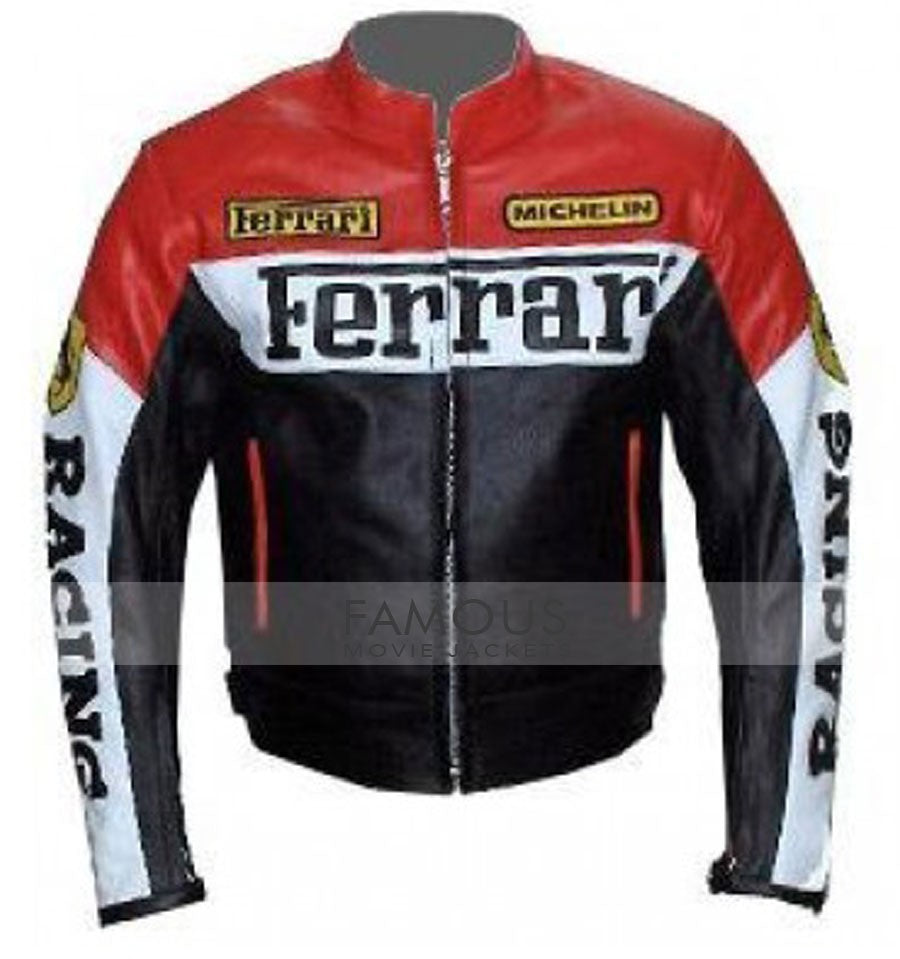 Ferrari Red & Black Motorcycle Leather Jacket