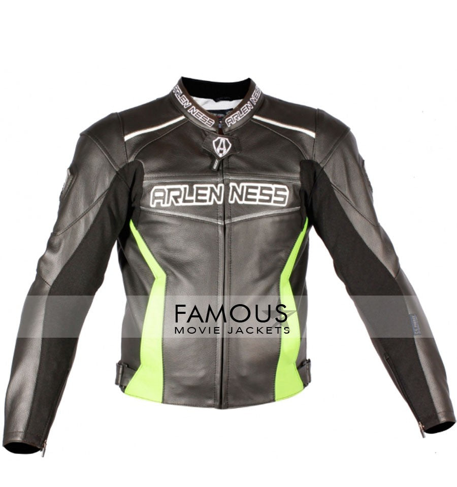 Arlen Ness Motorcycle Black Leather Jacket