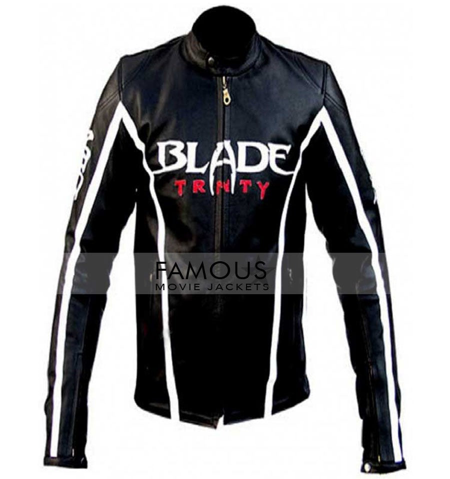 Blade Trinity Motorcycle Black Leather Jacket