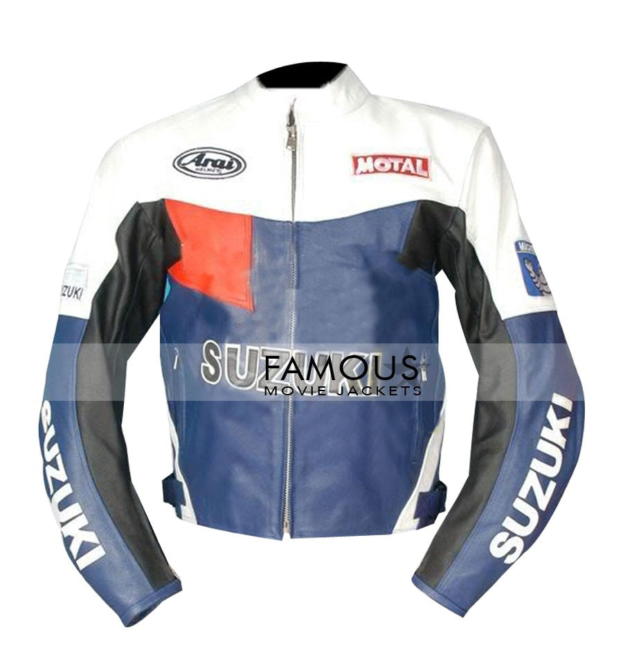 Black & Blue Suzuki Biker Racing Jacket