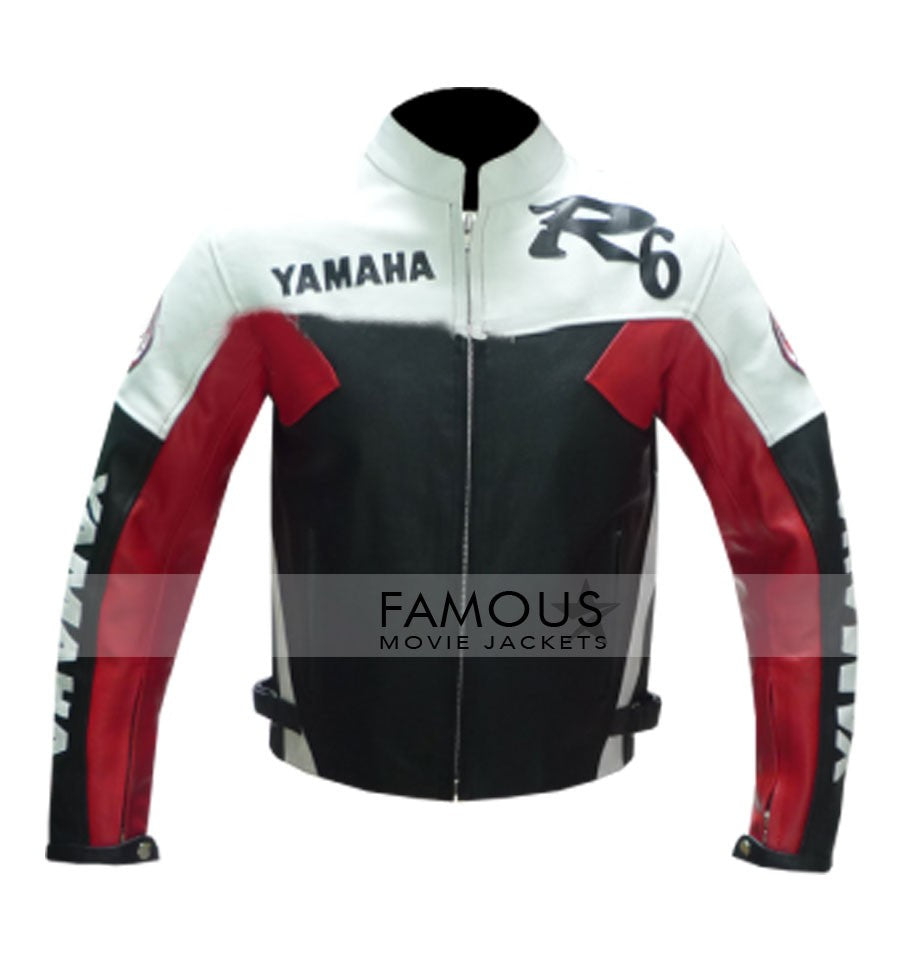 Yamaha R6 Black/Red Motorcycle Leather Jacket