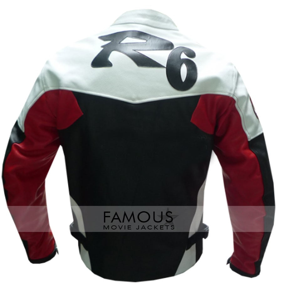 Yamaha R6 Black/Red Motorcycle Leather Jacket