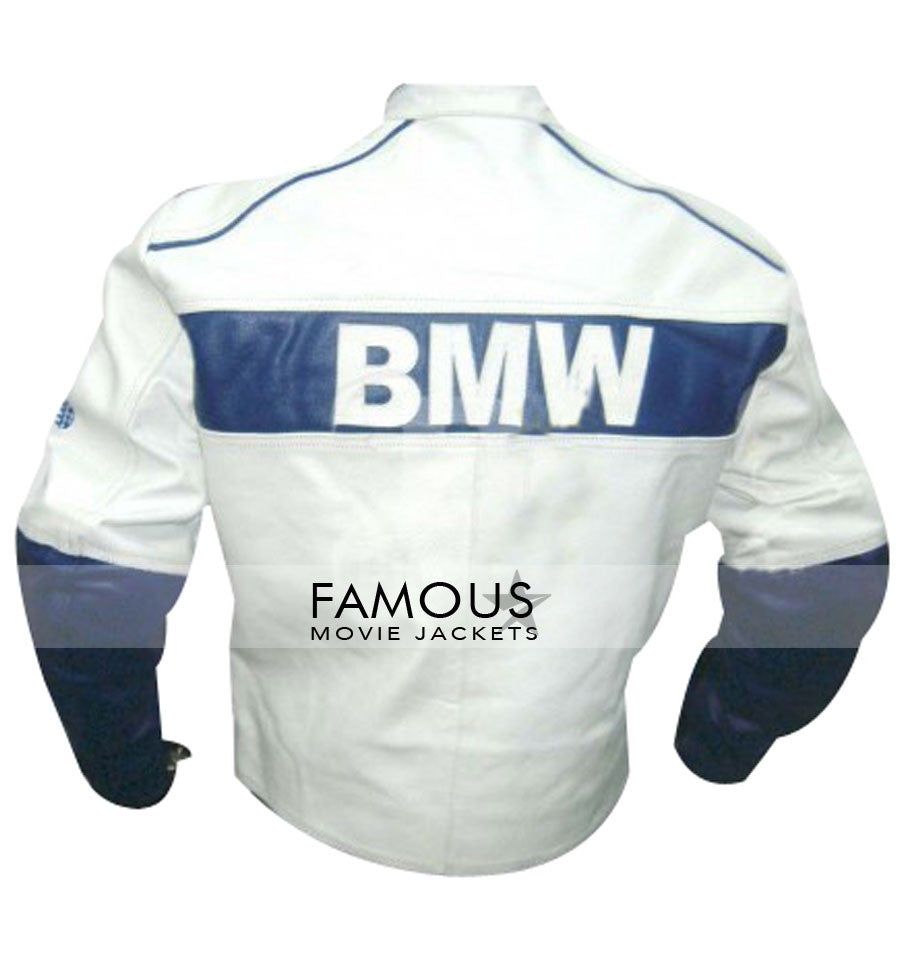BMW Compaq White Motorcycle Leather Jacket