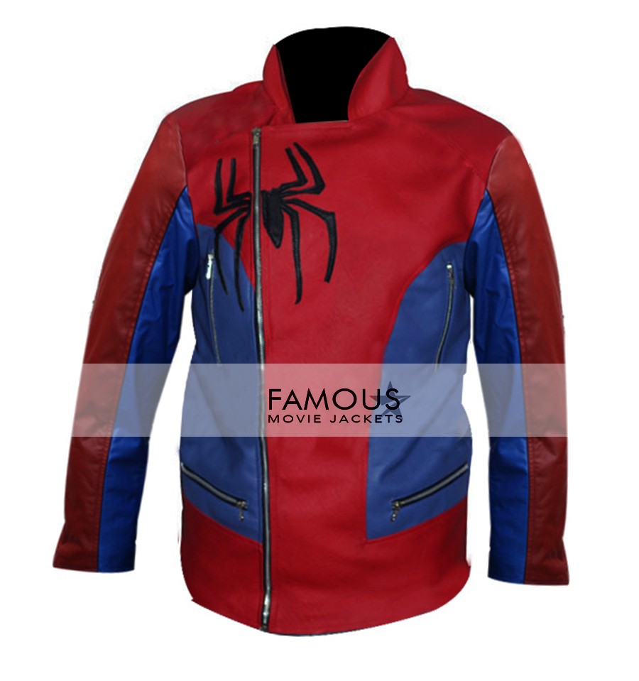 Stylish Spider Man Red Leather Jacket