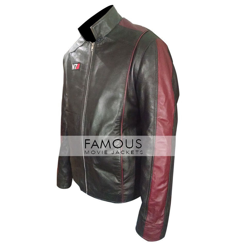 Giacca In Pelle N7 Mass Effect Commander Shepard | Gioco Moto | Sintetica Nera Con Logo