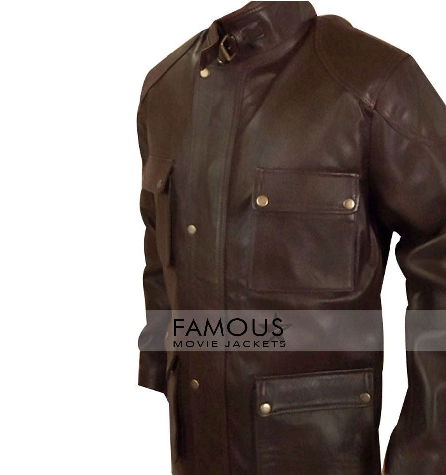 Mark Wahlberg Four Brother Brown Leather Coat Jacket