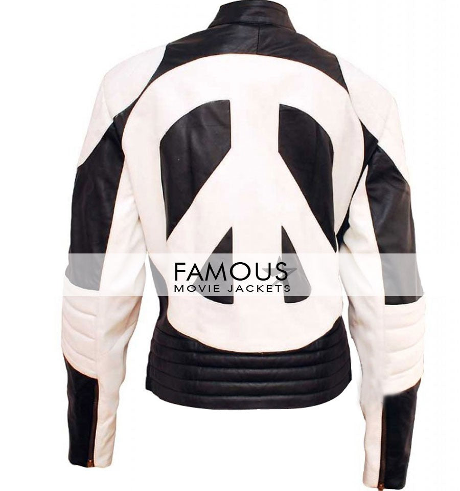Black & White Kylie Minogue Heart Leather Jacket