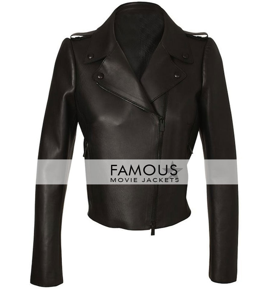 Kim Kardashian Black Biker Leather Jacket Sale