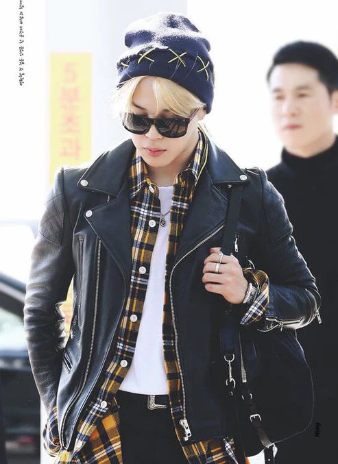 BTS Jimin Black leather Jacket
