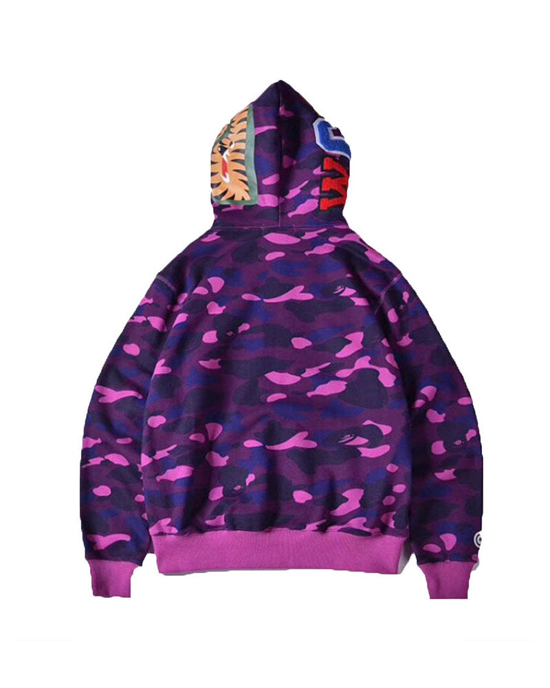 Bape Color Purple Camo Shark Hoodie 1