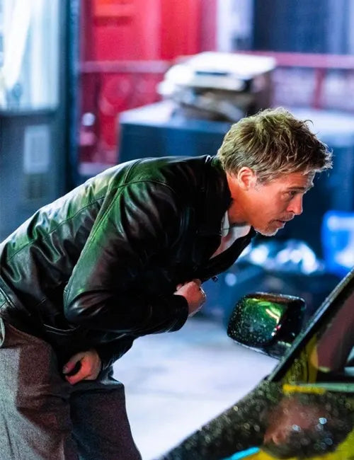 Brad Pitt Wolfs Movie Black Genuine Leather Jacket