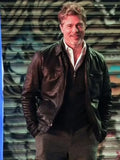 Brad Pitt Wolfs Black Leather Jacket