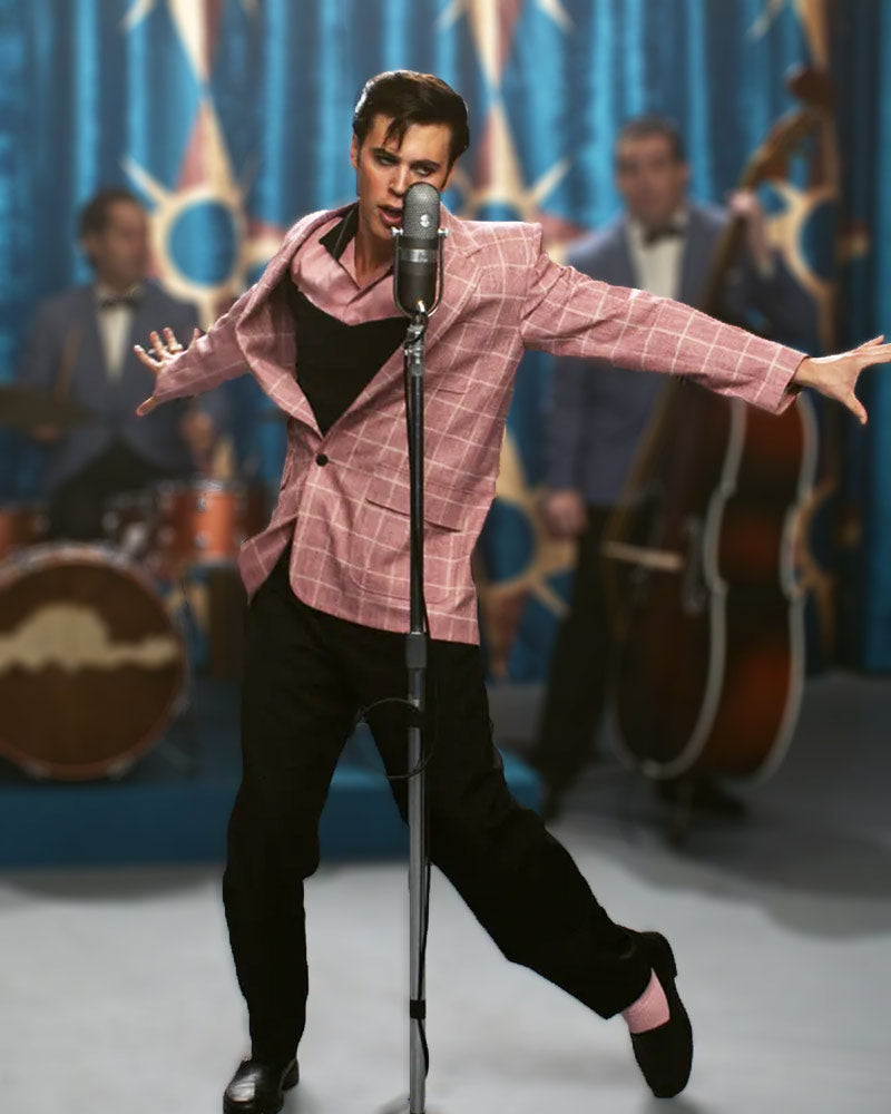 Elvis Film 2022 Austin Butler Pink Checkered Blazer