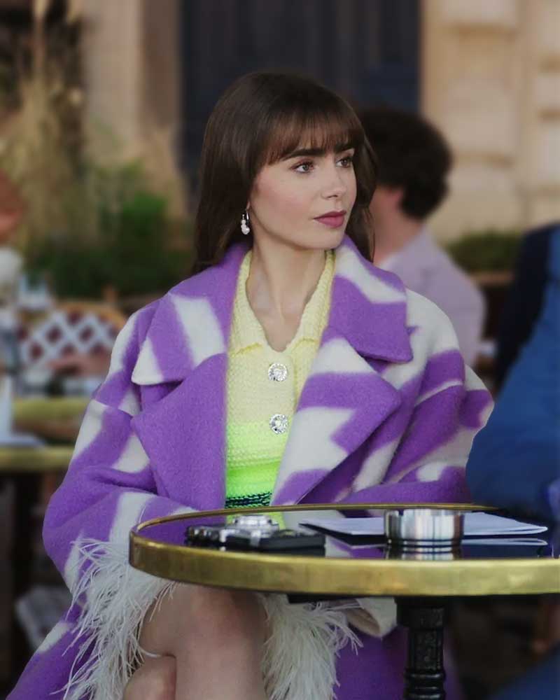 Emily In Paris S03 Lily Collins Purple Coat