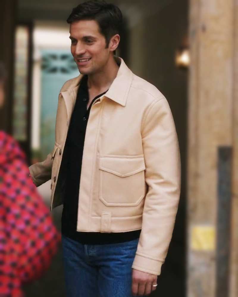 Emily in Paris Season 3 Gabriel Beige Leather Jacket 2