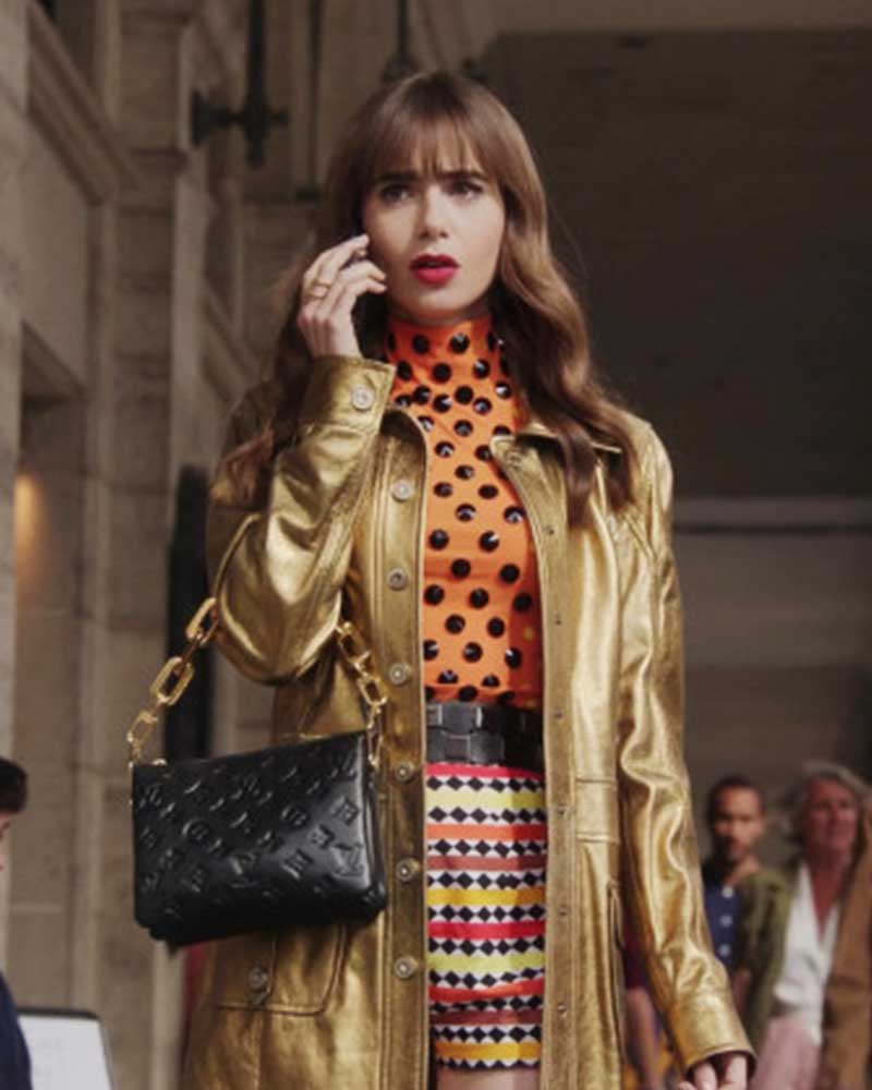 Emily in Paris Season 03 Lily Collins Golden Coat 1