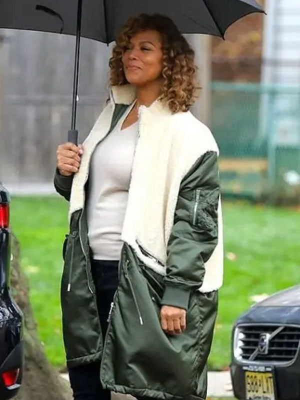 The Equalizer Queen Latifah Green & White Coat