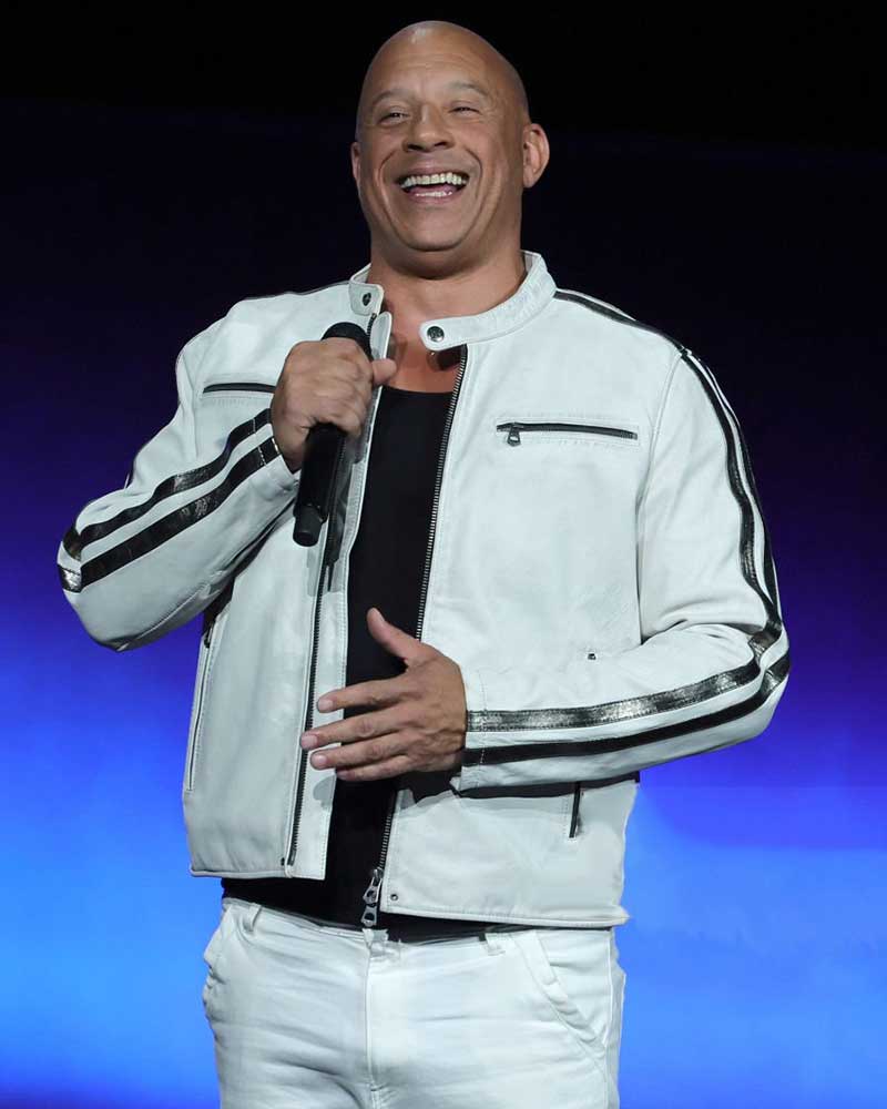 Fast X Premiere 2023 Vin Diesel CinemaCon White Leather Jacket 1
