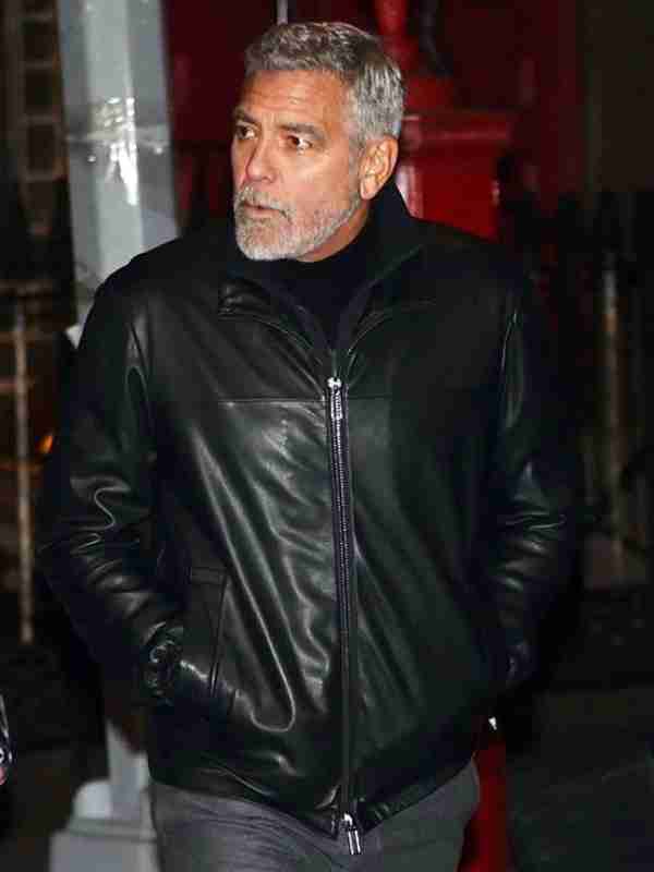 George Clooney Wolfs Black Real Leather Jacket