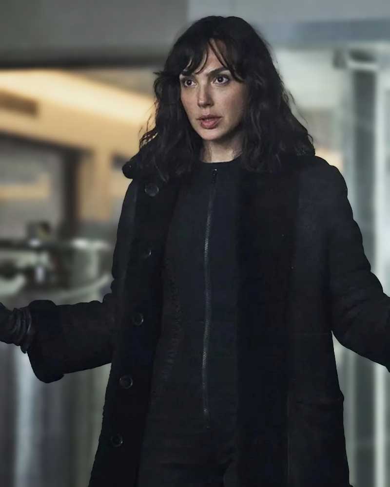 Heart of Stone 2023 Gal Gadot Shearling Black Leather Coat