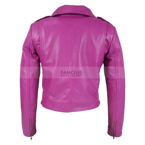 Jessica Alba Hot Pink Leather Jacket