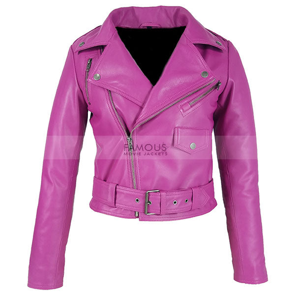 Jessica Alba Hot Pink Leather Jacket