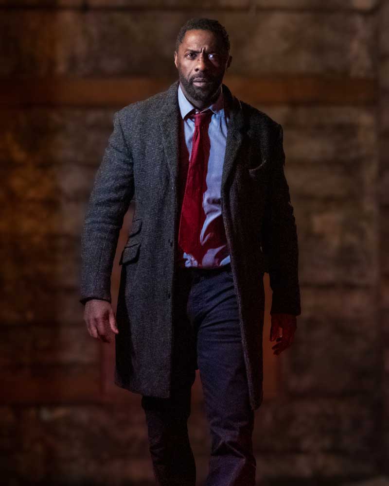 Luther The Fallen Sun Idris Elba Grey Tweed Coat