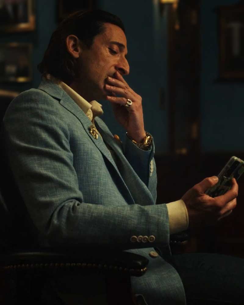 Poker Face 2023 Adrien Brody Blue Blazer
