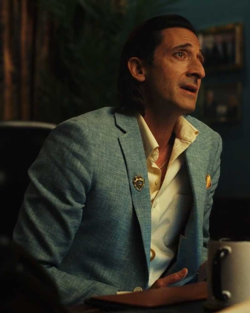 Poker Face 2023 Adrien Brody Blue Blazer