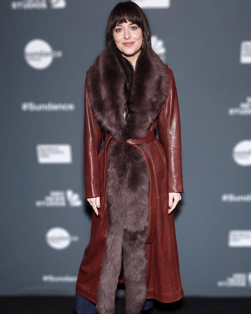Sundance Film Festival 2023 Dakota Johnson Fur Leather Coat