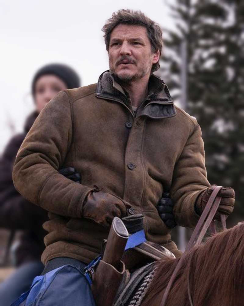 The Last of Us 2023 Pedro Pascal Brown Shearling Jacket 1