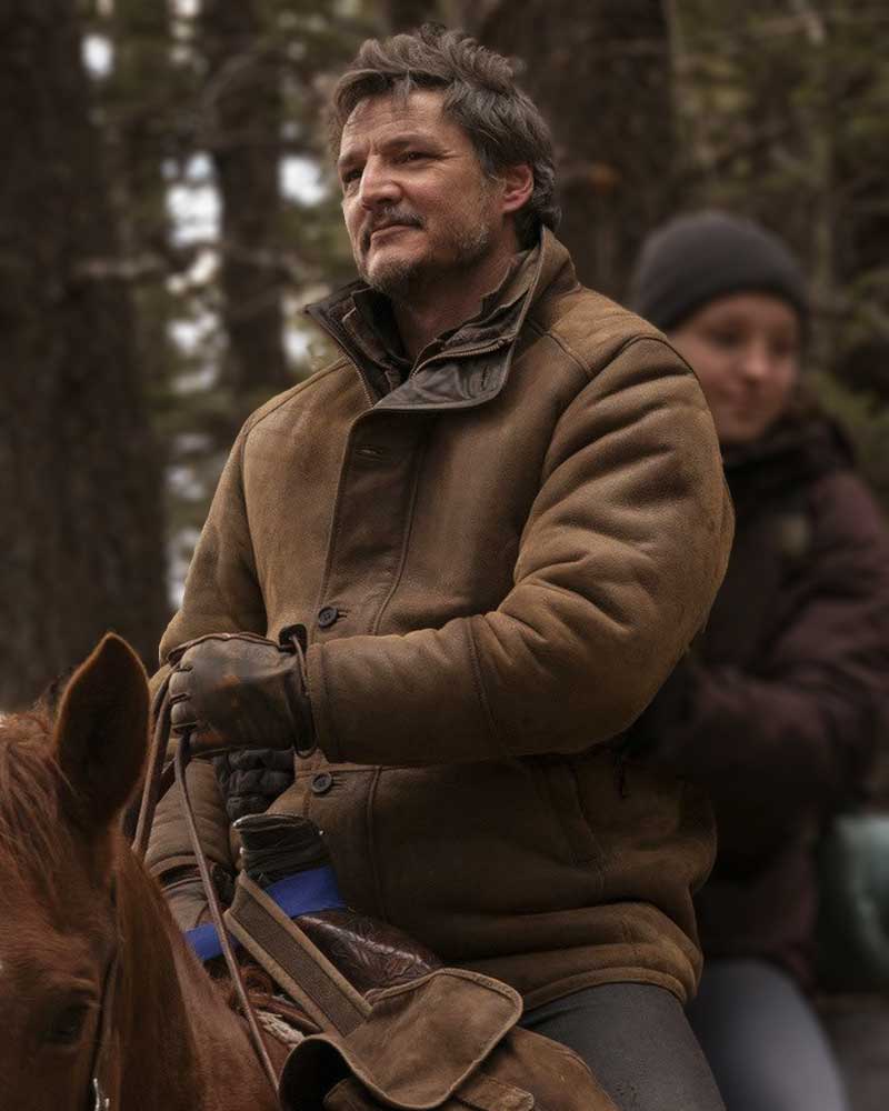 The Last of Us 2023 Pedro Pascal Brown Shearling Jacket