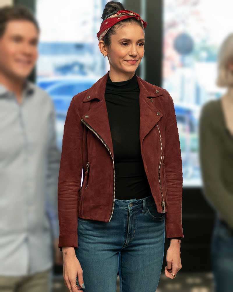 The Out-Laws 2023 Nina Dobrev Suede Leather Jacket