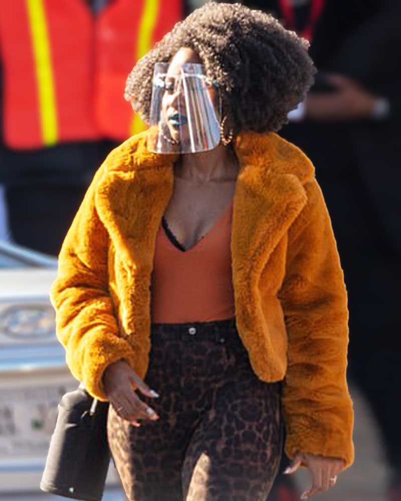 They Cloned Tyrone 2023 Teyonah Parris Faux Fur Jacket 1