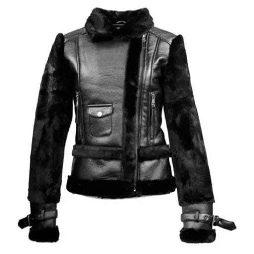 Womens Top Gun Vegan Black Leather Jacket