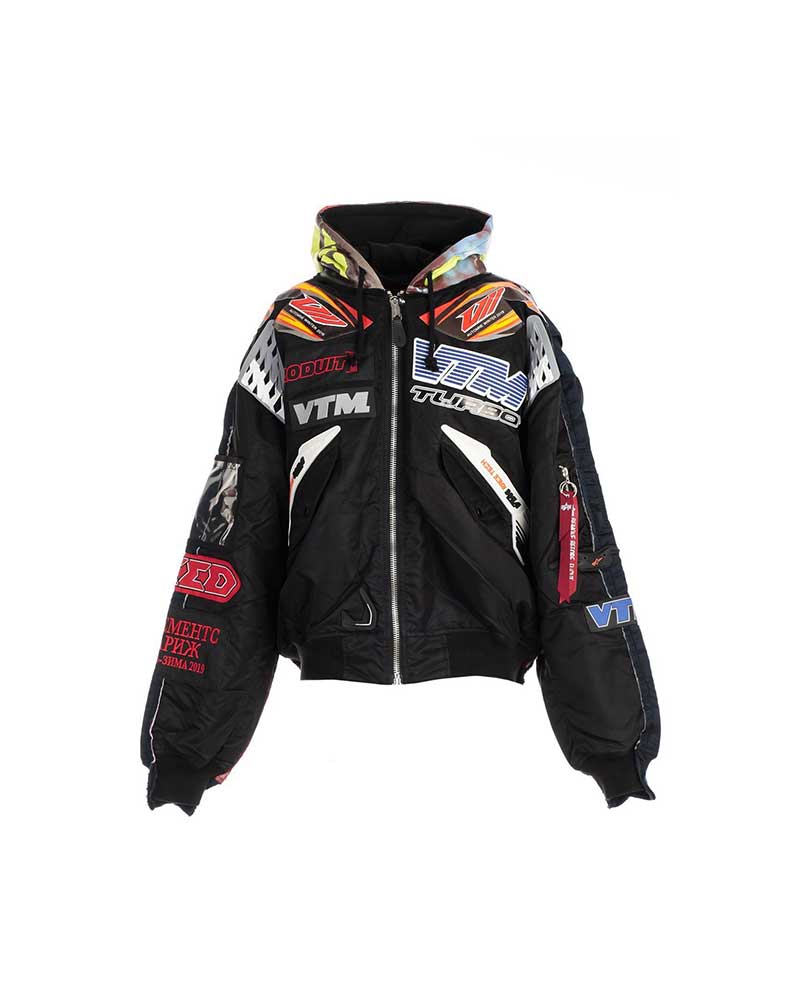 Vtm Racing Jacket Vetements x Alpha Black Hooded Racing Jacket